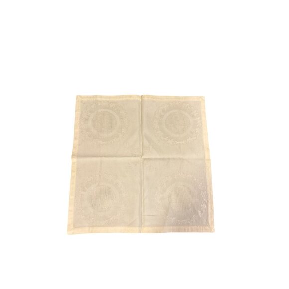 Set Of 6 Vintage Ivory Embroidered Linen Napkins With Floral Cross-Stitch Design - Picture 2 of 16